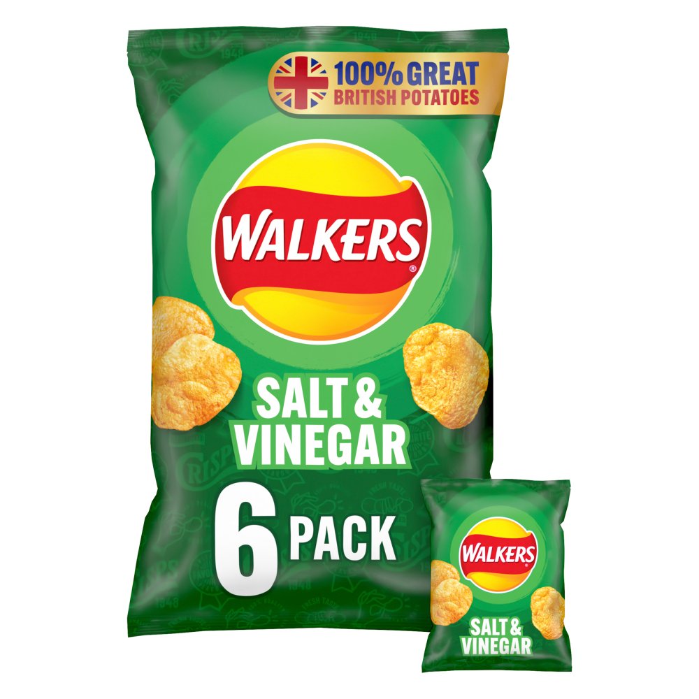 Walkers Salt & Vinegar Multipack Crisps 6x25g-Food