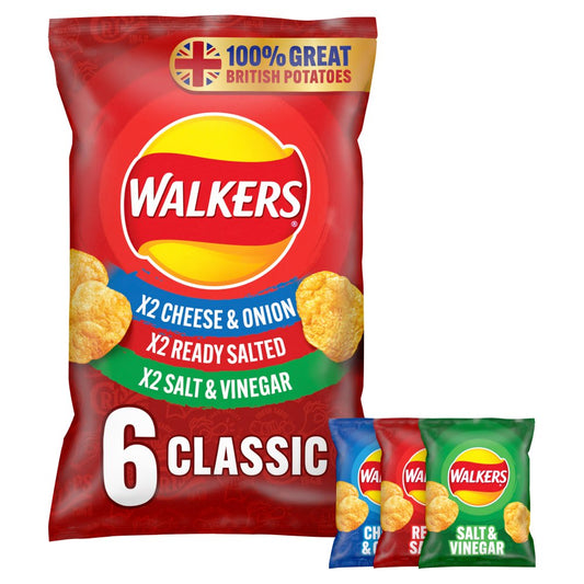 Walkers Classic Variety Multipack Crisps 6x25g-Food
