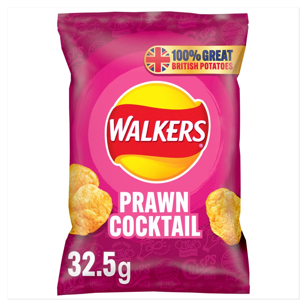 Walkers Prawn Cocktail Crisps 32.5g-Food