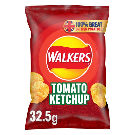 Walkers Tomato Ketchup Crisps 32.5g-Food