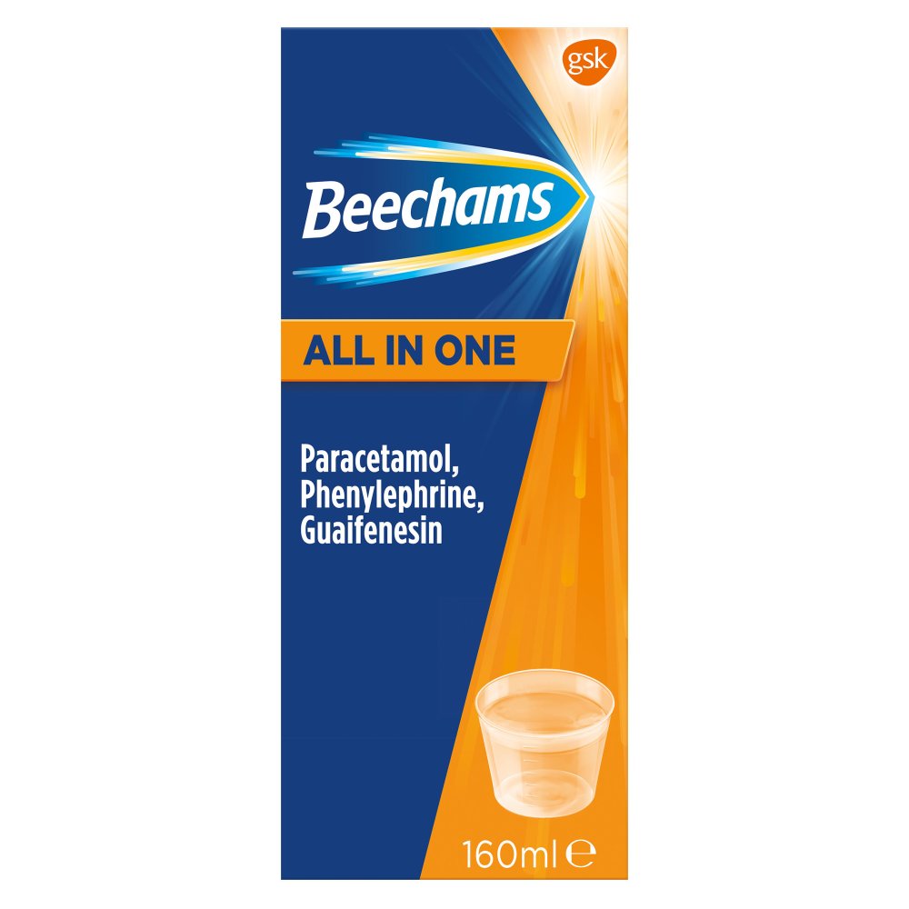MASBeechams All in One Liquid, Cold and Flu Relief with Paracetamol, 160 ml-Food