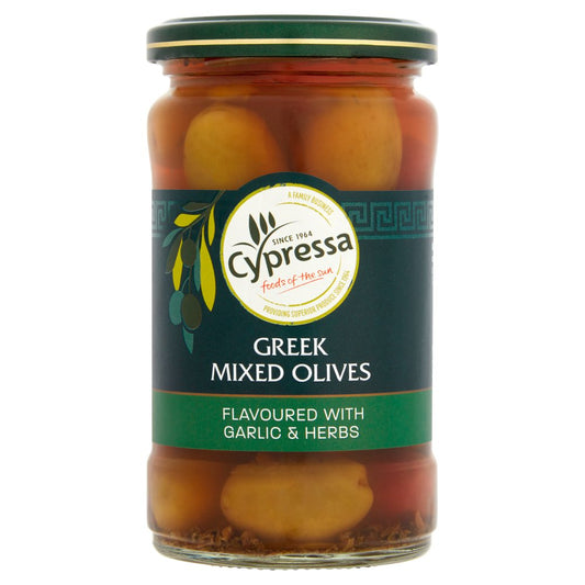 Cypressa Greek Mixed Olives Flavoured with Garlic & Herbs 315g