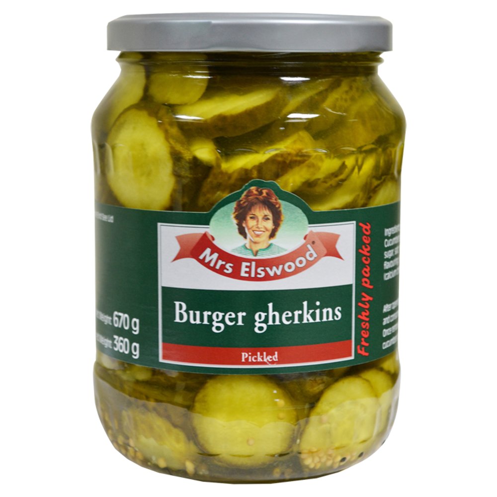 MASMrs Elswood Burger Gherkins Pickled 670g-Food