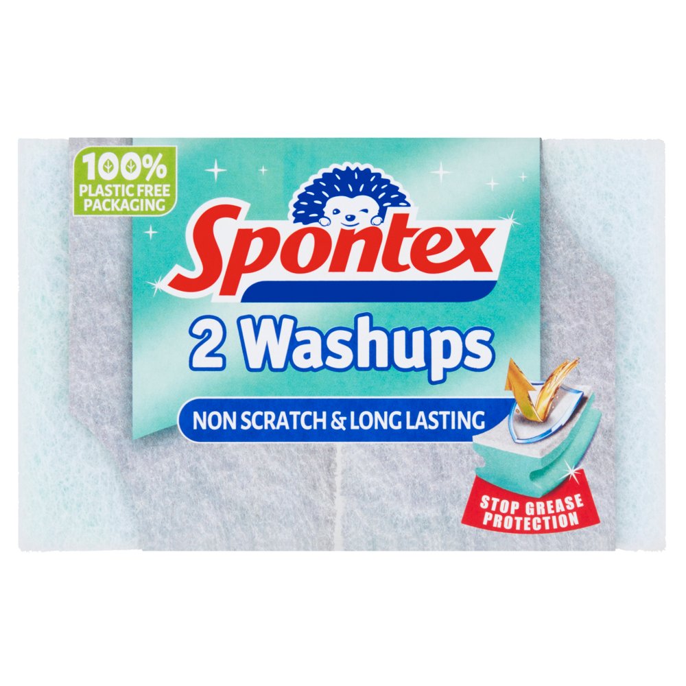 Spontex 2 Washups Non Scratch Sponge Scourers-Food