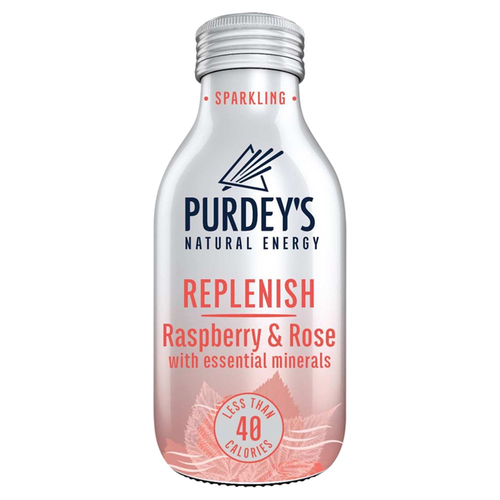 Purdey's Natural Energy Replenish Sparkling Raspberry & Rose with Essential Minerals Bottle 330ml