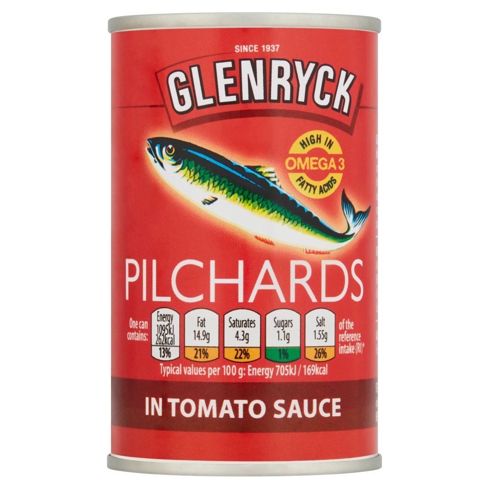 MASGlenryck Pilchards in Tomato Sauce 155g-Food Canned Fish UK Asetena Pa 