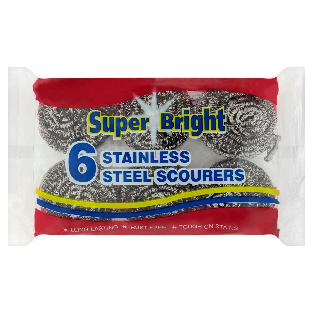 Super Bright 6 Stainless Steel Scourers-Food