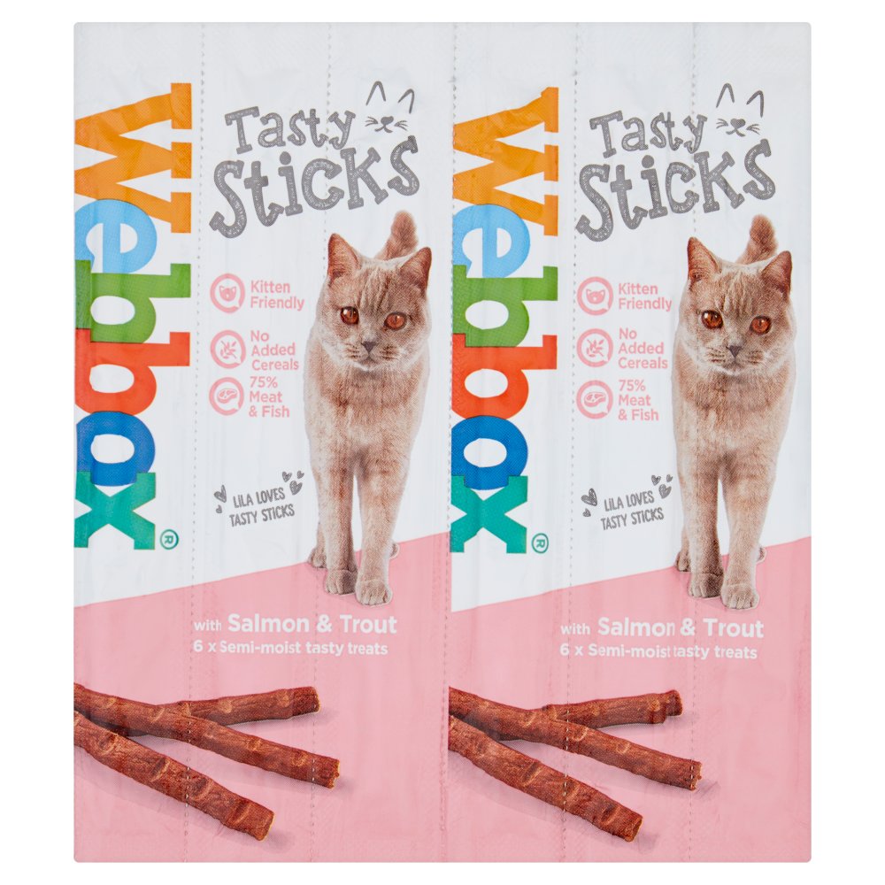 Webbox Tasty Sticks with Salmon & Trout 6 Semi-Moist Tasty Treats 30g-Food