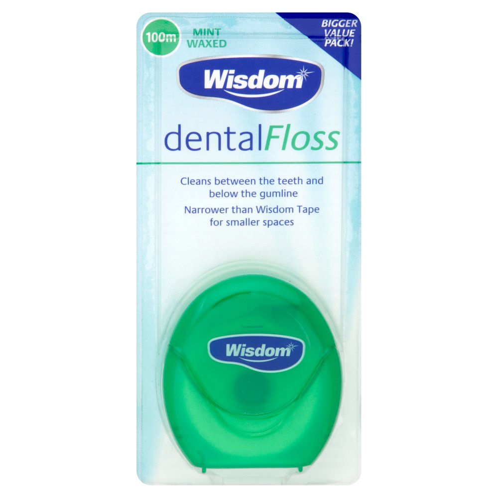Wisdom Dental Floss Mint Waxed 100m-Food
