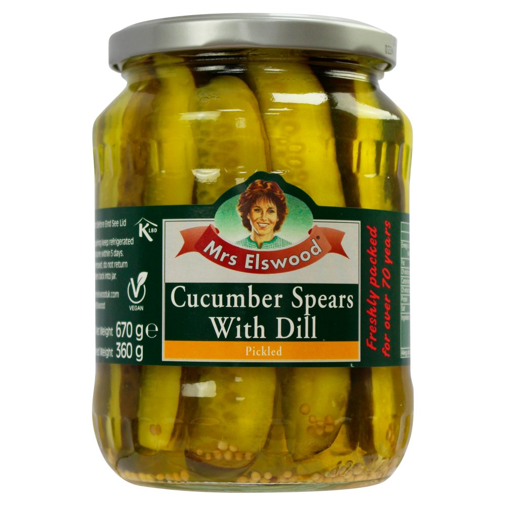 MASMrs Elswood Cucumber Spears with Dill Pickled 670g-Food