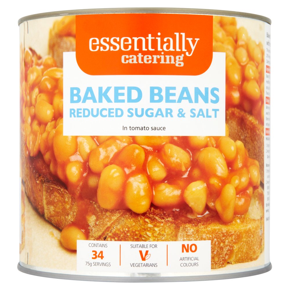 MASEssentially Catering Baked Beans Reduced Sugar & Salt in Tomato Sauce 2.62kg-Food