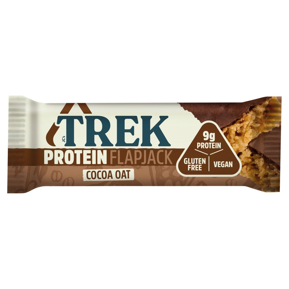 TREK Cocoa Oat Protein Flapjack Chocolate Flavour Topped 50g-Food