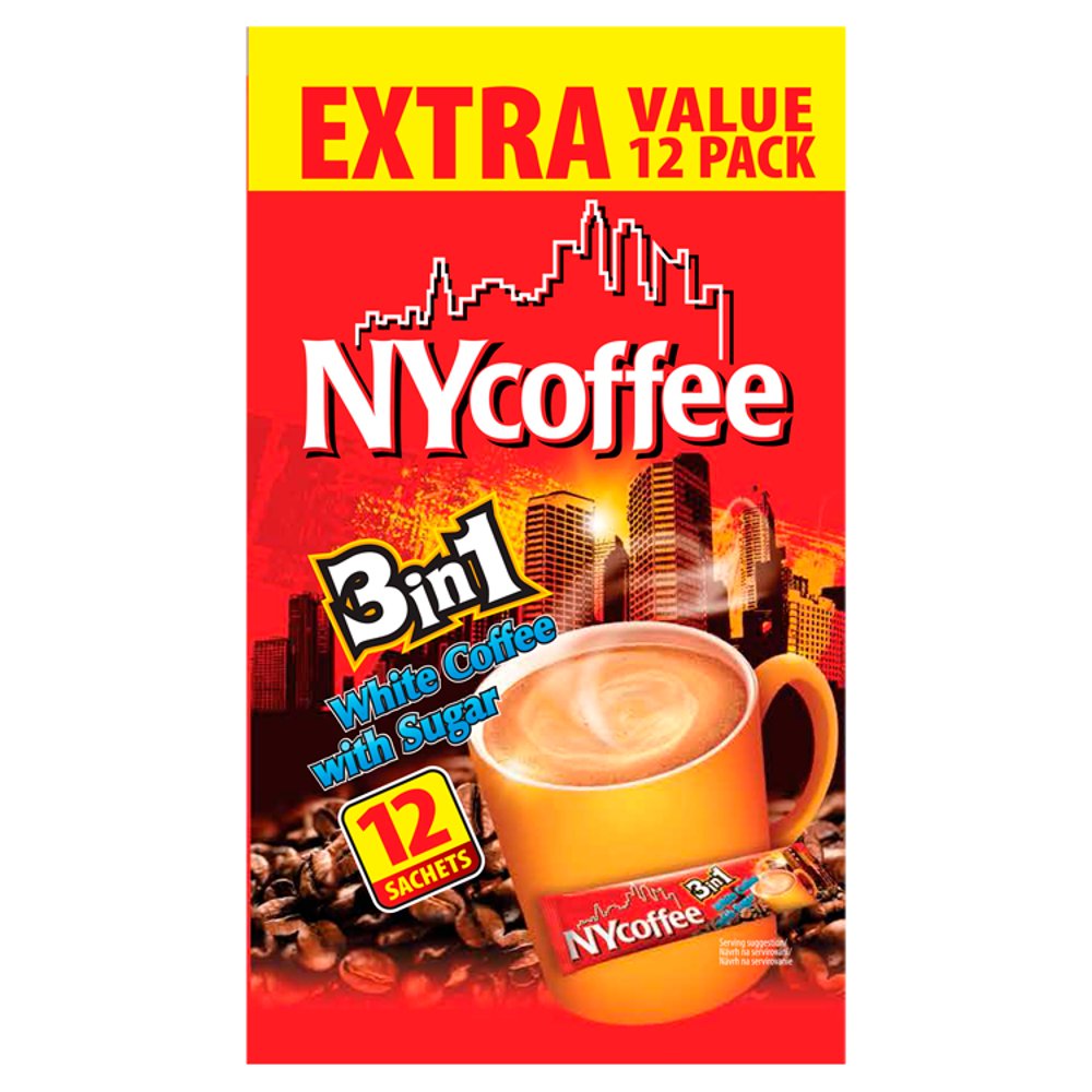 MASNYcoffee 3 in 1 White Coffee with Sugar 12 x 17g (204g)-Food