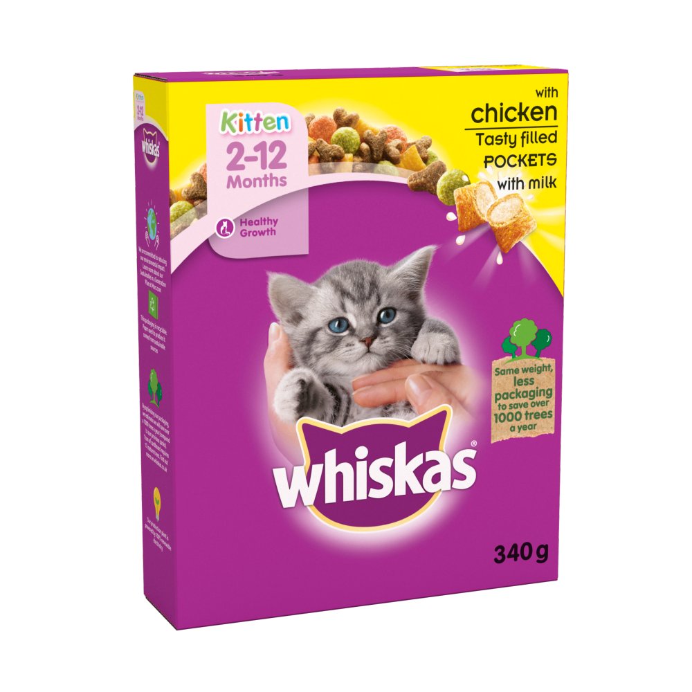 Whiskas Kitten Complete Dry Cat Food Biscuits Chicken 340g-Food