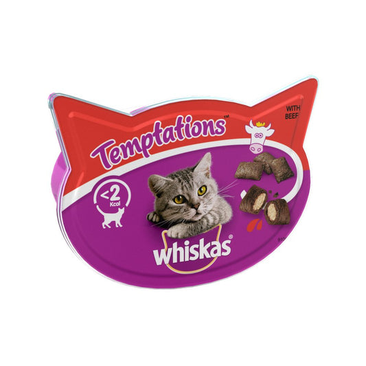Whiskas Temptations Adult Cat Treat Biscuits with Beef 60g