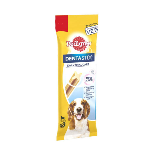 Pedigree Dentastix Daily Medium Dog Treats 3 x Dental Sticks 77g