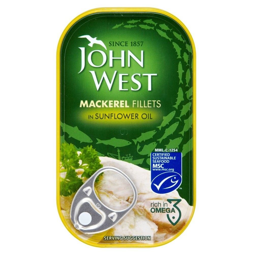 MASJohn West Mackerel Fillets in Sunflower Oil 85g-Fd