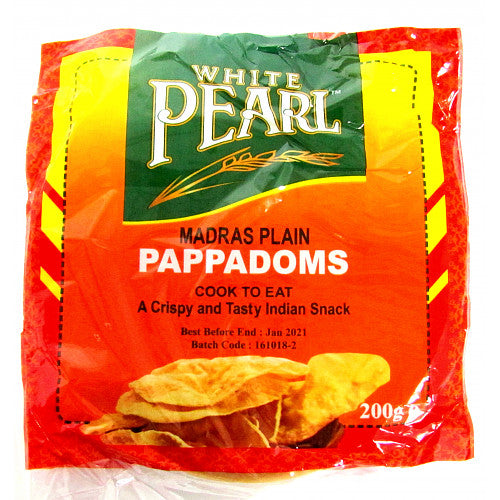 White Pearl Plain Pappadoms 10s-Food