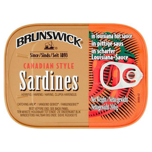 MASBrunswick Sardines With Louisana Hot Sauce 106g Box of 12-Fd