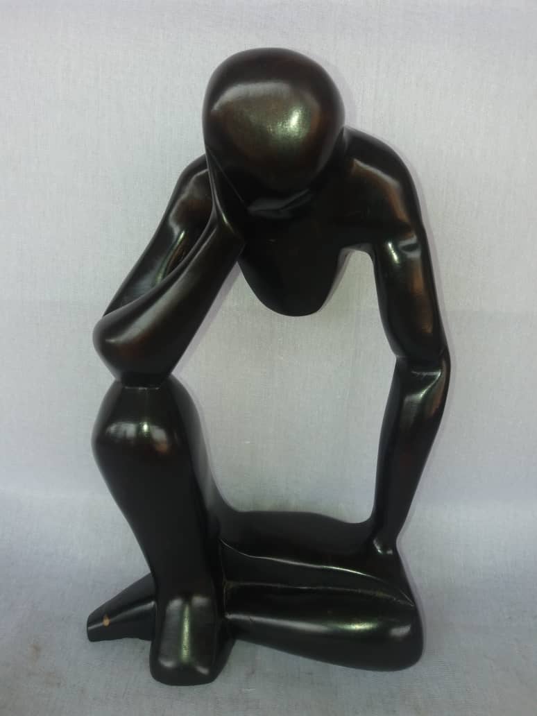 African Wooden Thinker Statue