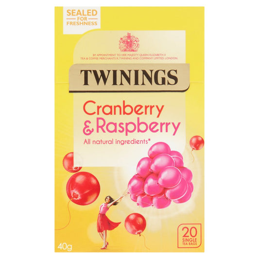 Twinings Cranberry & Raspberry 20 Single Tea Bags 40g