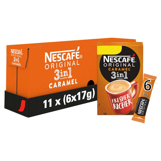 Nescafe 3in1 Caramel Instant Coffee, 6 sachets x 17g