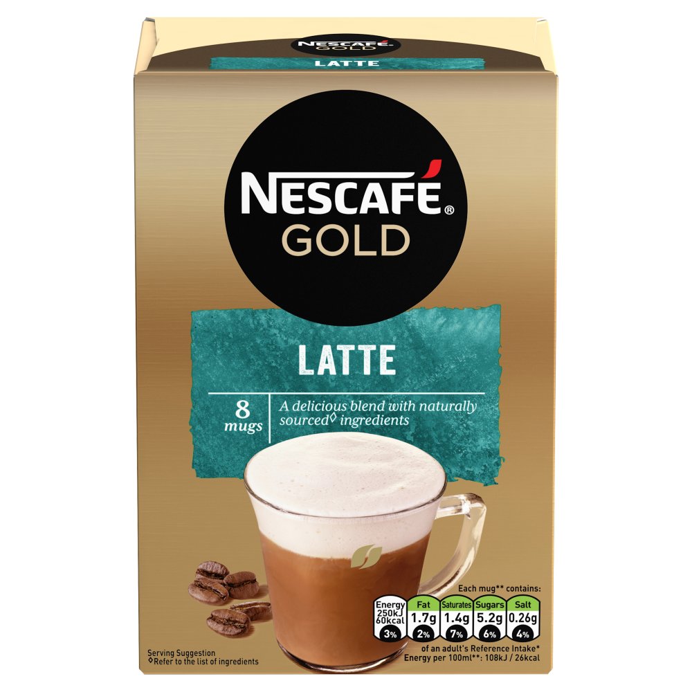 Nescafe Gold Latte Instant Coffee 8 x 15.5g Sachets