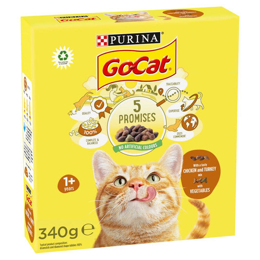 GO-CAT with Chicken and Turkey mix with Vegetables Dry Cat Food 340g