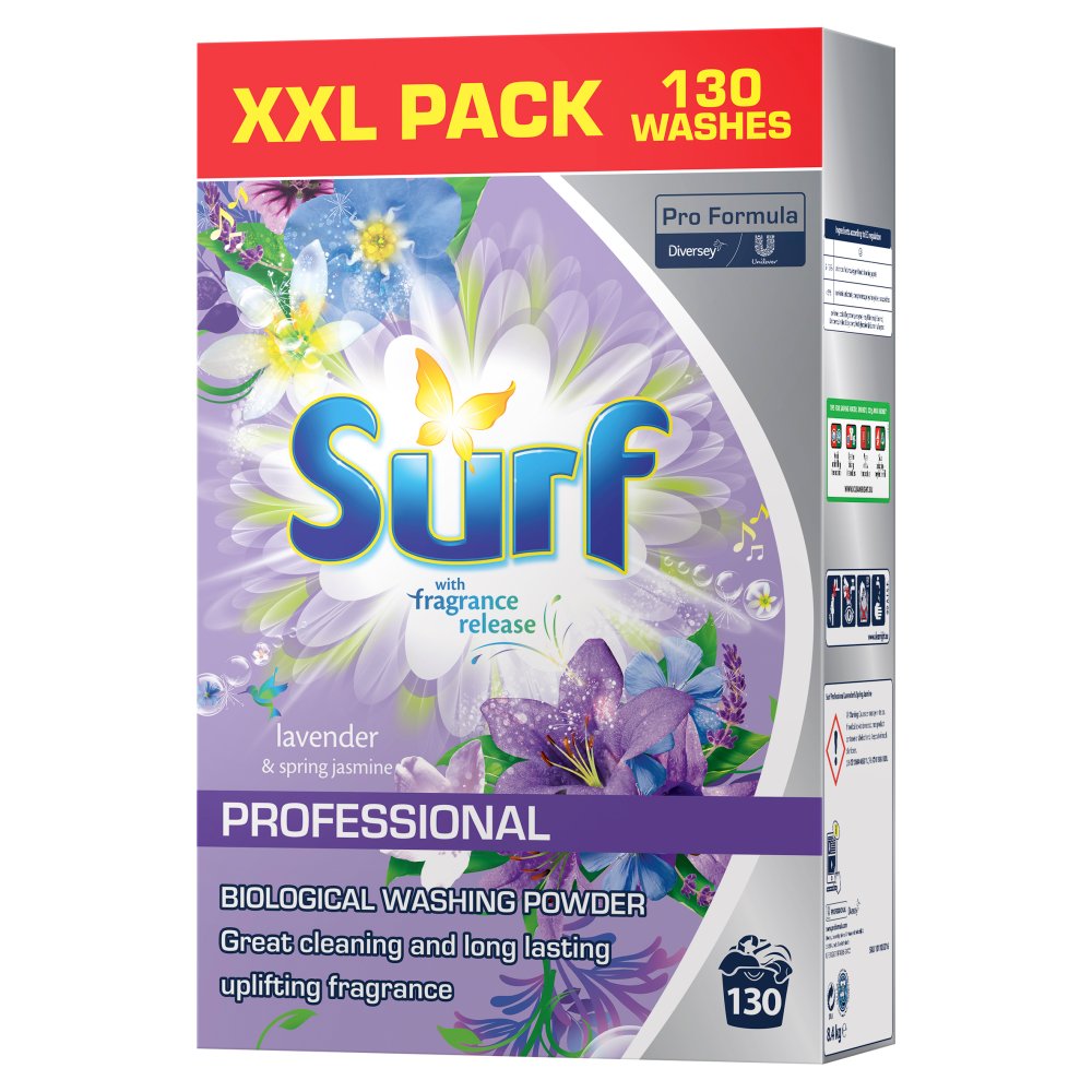 Surf Professional Lavender & Spring Jasmine Biological Washing Powder 130 Washes 8.4kg-Food