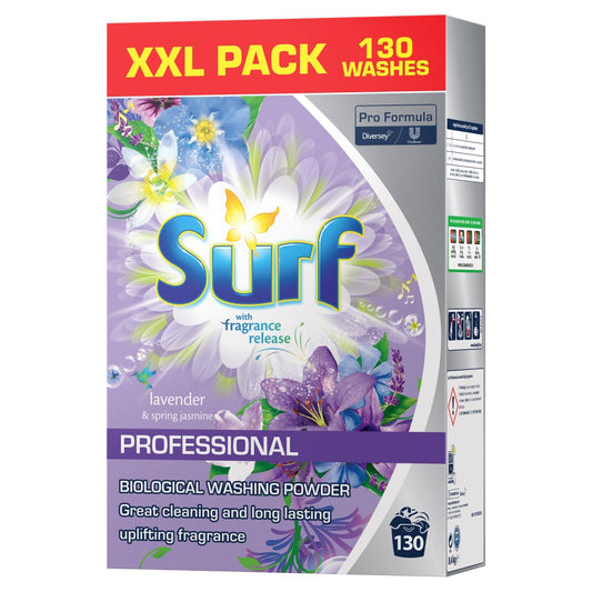 Surf Professional Lavender & Spring Jasmine Biological Washing Powder 130 Washes 8.4kg-Food