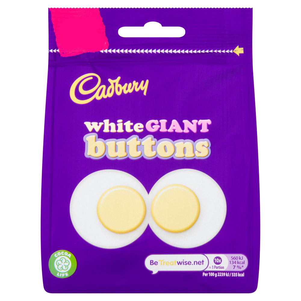MASCad White Giant Buttons Chocolate Bag  95g-Food