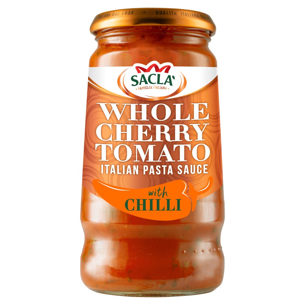 Sacla' Whole Cherry Tomato Italian Pasta Sauce with Chilli 350g-Food