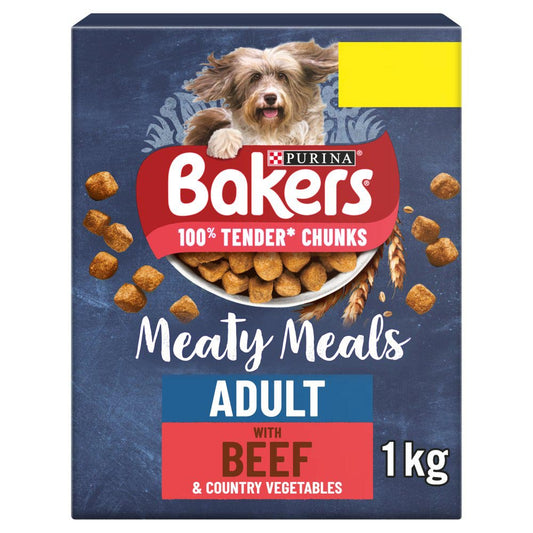 BAKERS Meaty Meals Adult Beef Dry Dog Food 1kg