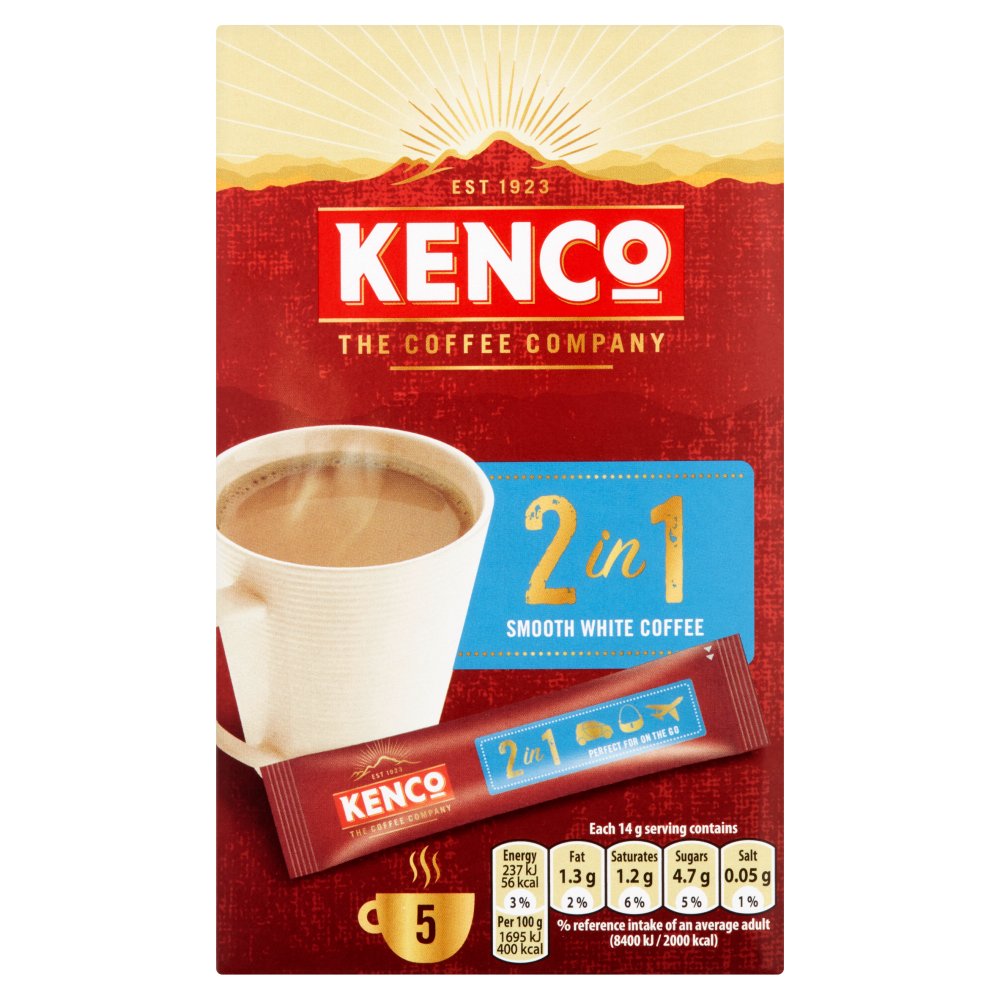 Kenco 2 in 1 Smooth White Instant Coffee Sachets x5