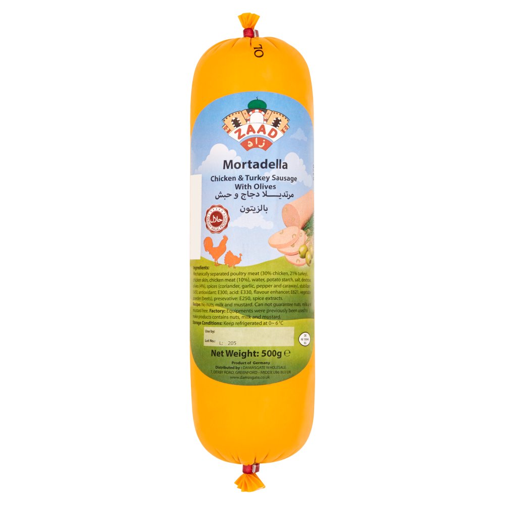 Zaad Mortadella Chicken & Turkey Sausage with Olives 500g-Food