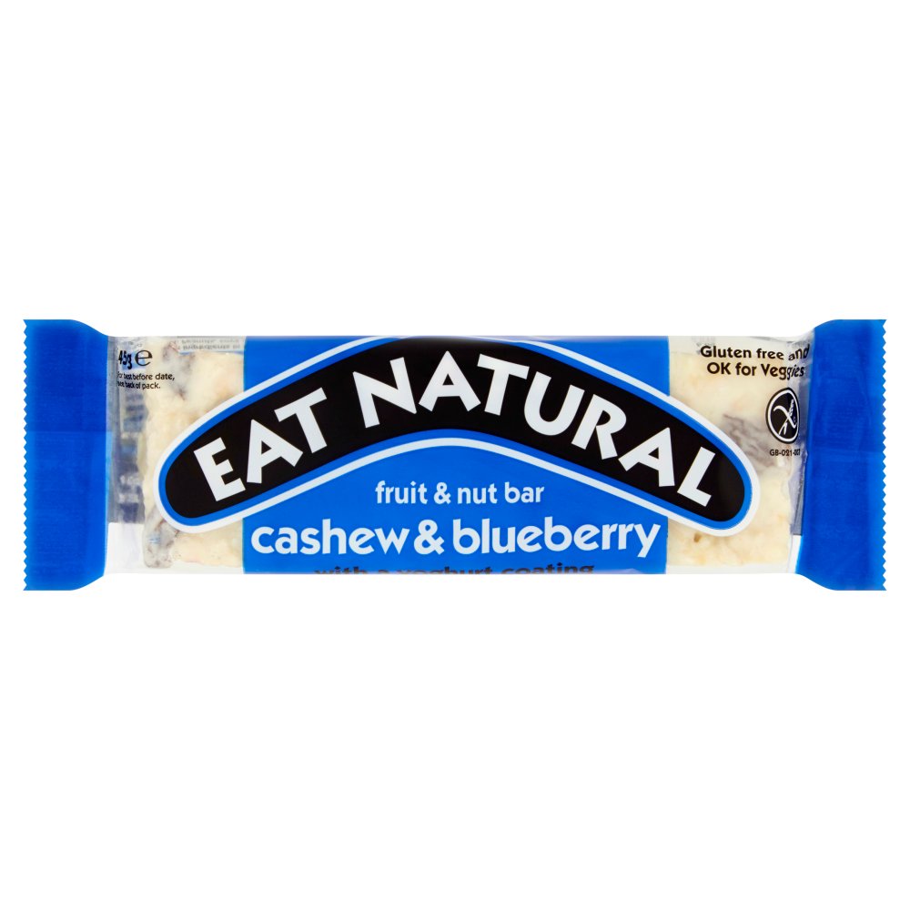 MASEat Natural Fruit & Nut Bar Cashew & Blueberry with a Yoghurt Coating 45g-Food