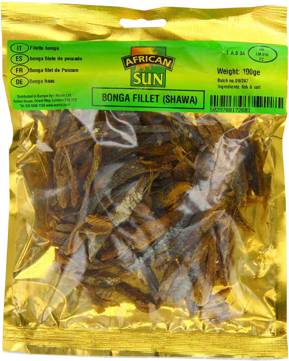 MASAfrican Sun Bonga Fillet 100g Box of 10-Fd