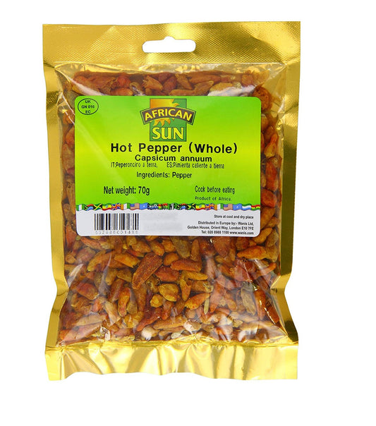 African Sun Whole Hot Pepper 70g Box of 10