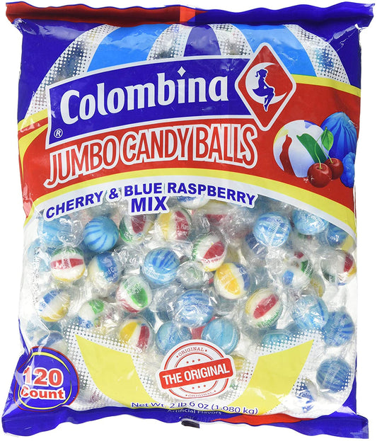 MASColombina Jumbo Candy Balls Cherry & Blue Raspberry ‎120 count-Fd