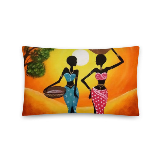 African Pillow Protector Cover Home Decor Rectangular orange African Tribal Women Standing With Water Pot Two Sides Printed Washable Pillowcase
