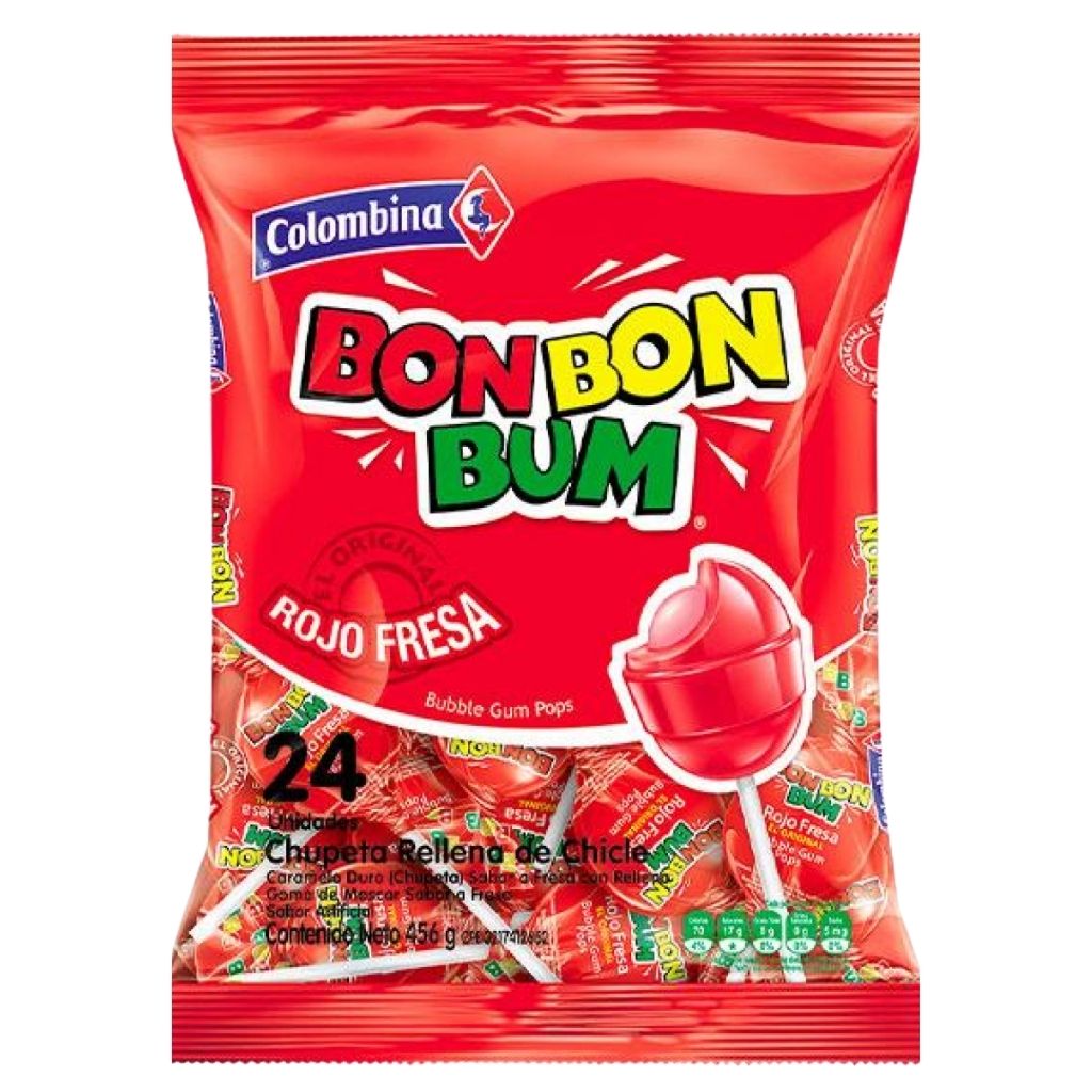 MASBon Bon Bum Strawberry Lollypops 24 Count-Fd
