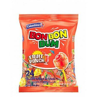 MASBon Bon Bum Fruit Punch Lollypops 24 Count Box of 15-Fd