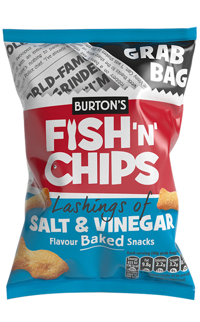 MASBurton's Fish 'n' Chips Lashings of Salt & Vinegar Flavour Baked Snacks 40g-Food