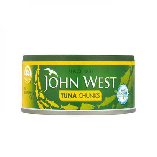MASJohn West Tuna Chunks in Sunflower Oil 200g Box of 8-Fd