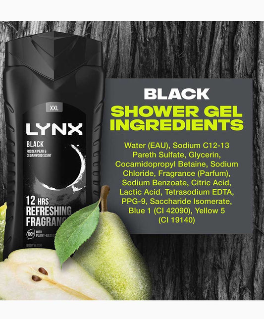 Lynx Black Refreshing Fragrance Body Wash With Frozen Pear And Cedarwood Scent