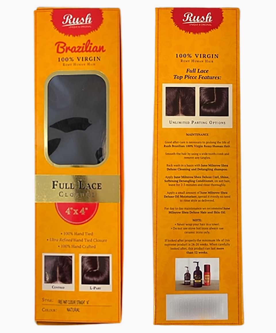 Brazilian Full Lace HH Free Part Closure Straight Orange Pack