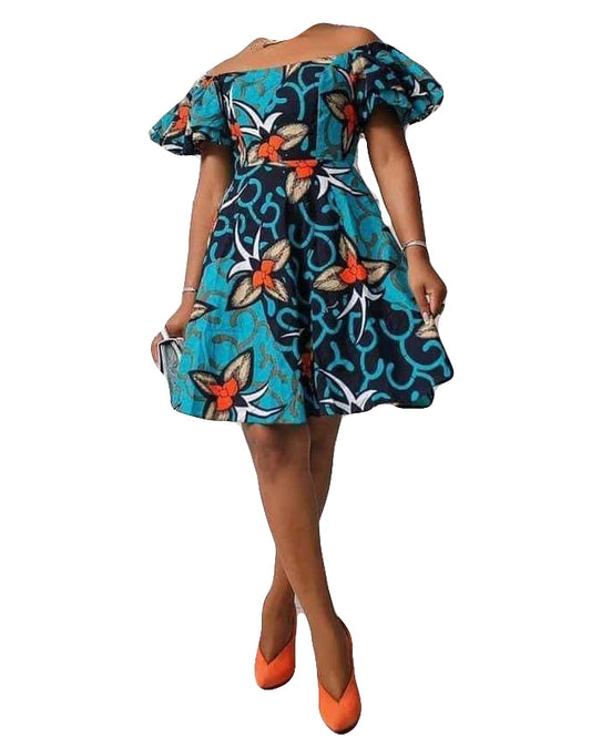 African Women Trendy Wear Bodycon Ruffle Sleeve Outfit