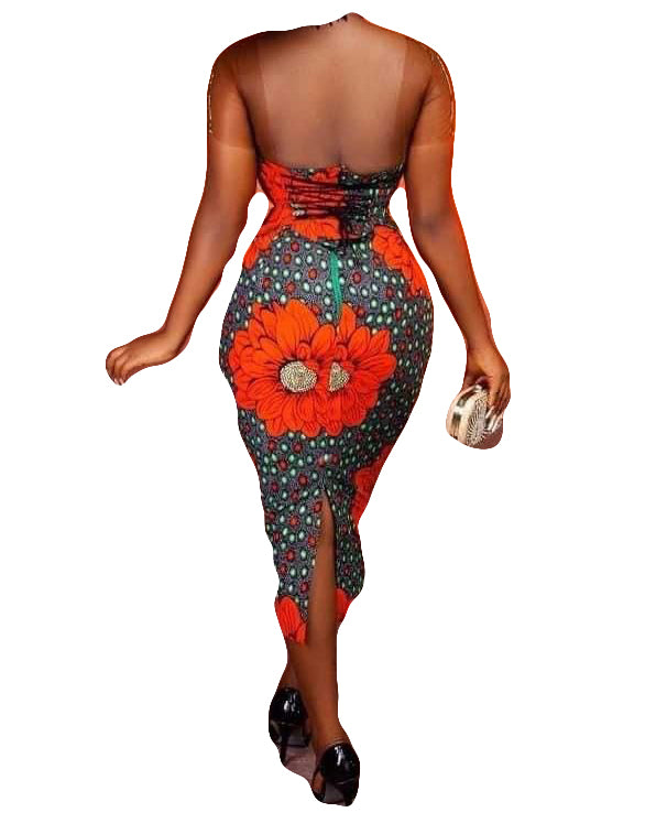 African Women Party Wear Solid Bodycon Sleeveless Long Trendy Outfit