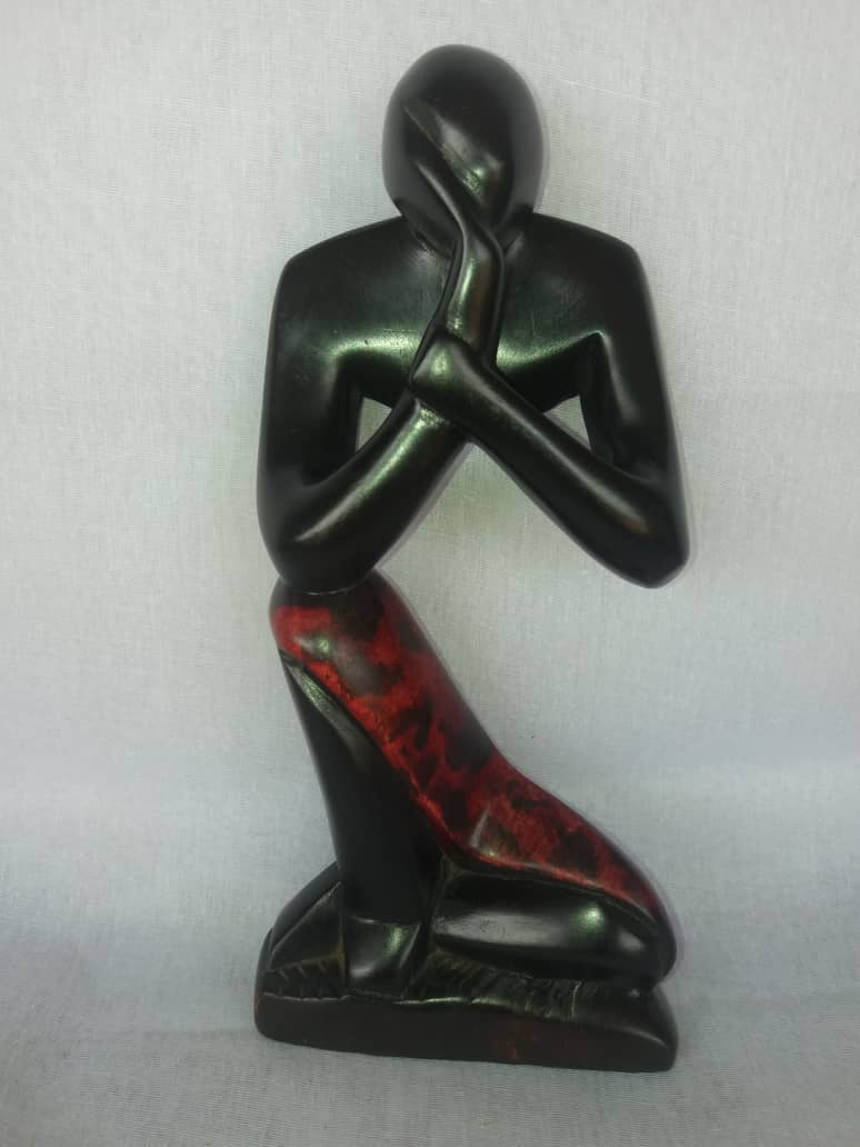 African Wooden Thinker Statue