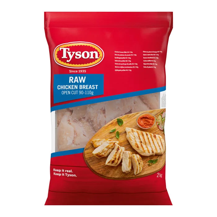 Tyson Halal Frozen Raw Chicken Breast Fillets (90-110g)-6x2kg-Food